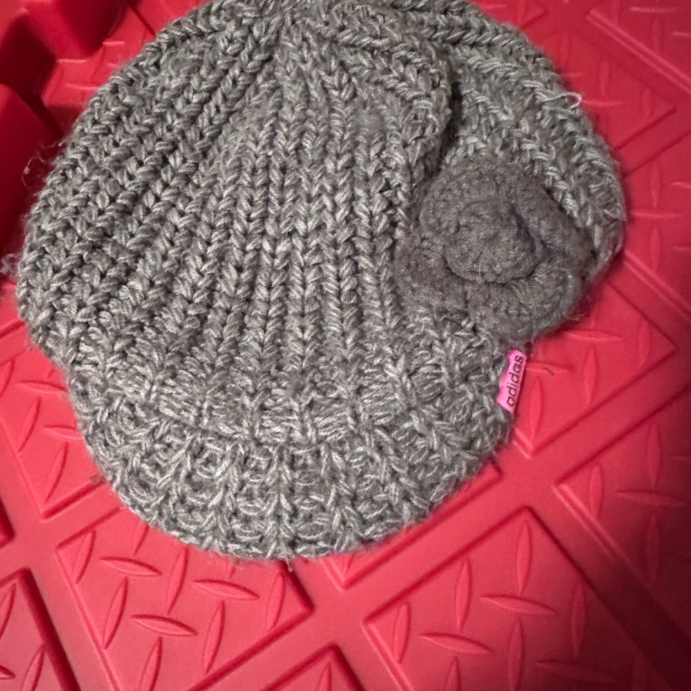 Adidas Kids ClimaWarm Gray and Pink Beanie
